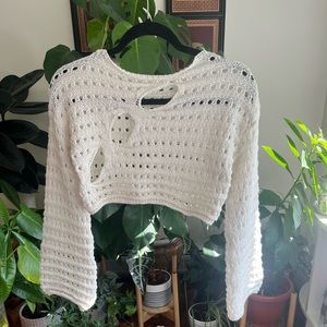 SOLD. cropped knit sweater with wide arms.